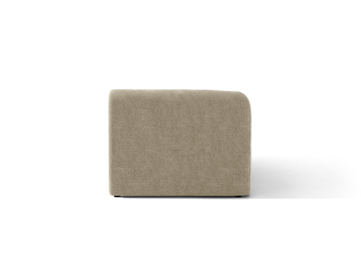 Chaiselongue Miley von Micadoni in Dunkelbeige mit Bluvel-Stoffbezug, schwarzen Kunststoffbeinen und niedriger Rückenlehne, modulares Sofa-Element.