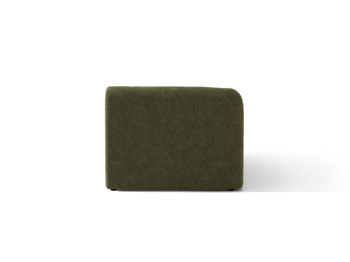 Chaiselongue Miley von Micadoni in Dunkelbeige mit Bluvel-Stoffbezug, schwarzen Kunststoffbeinen und niedriger Rückenlehne, modulares Sofa-Element.