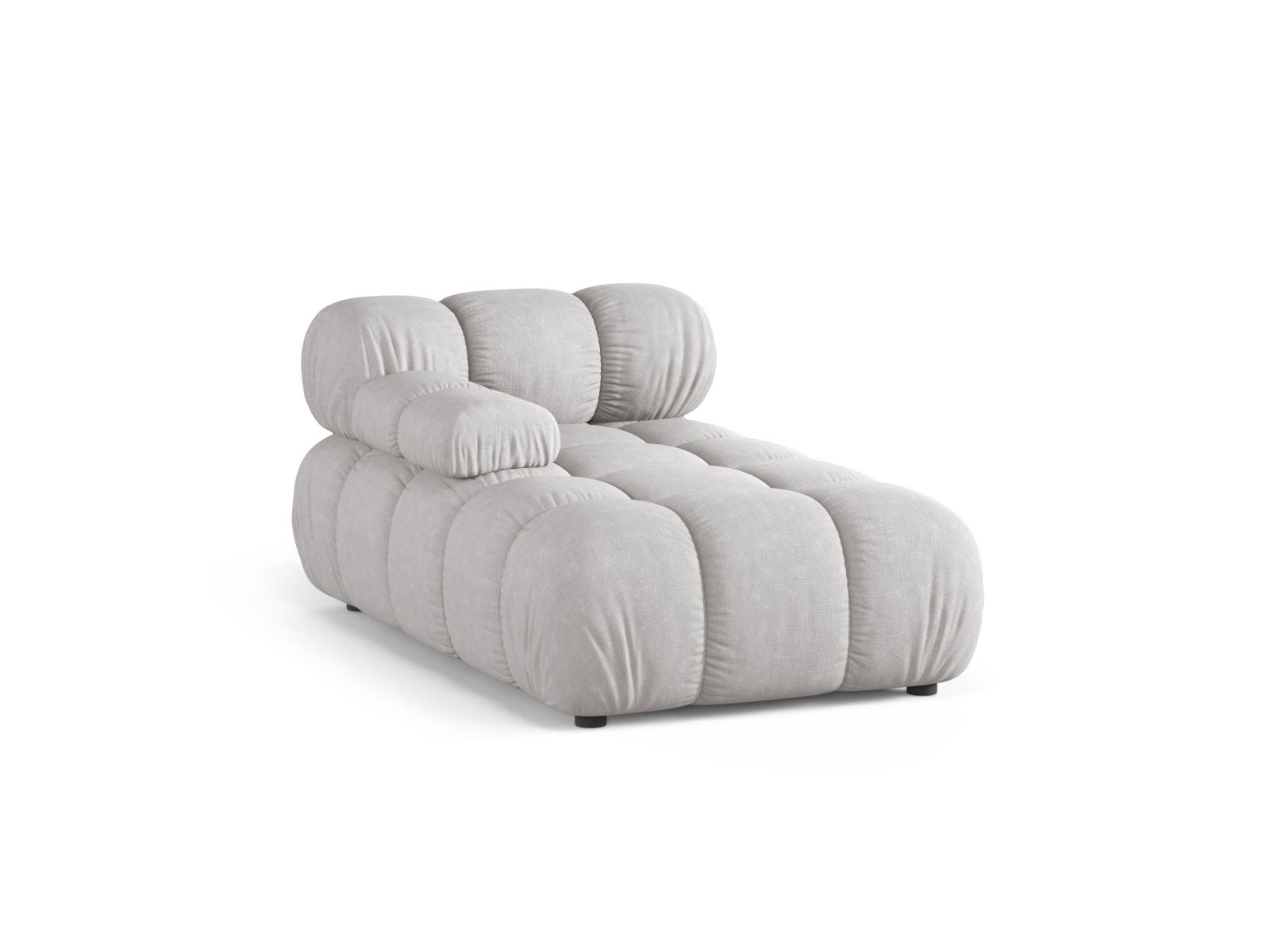 Elegante linke Chaise Longue Bellis in hellem Grau, ideal für stilvolle Wohnräume. Teil des modularen Sofas von Micadoni.