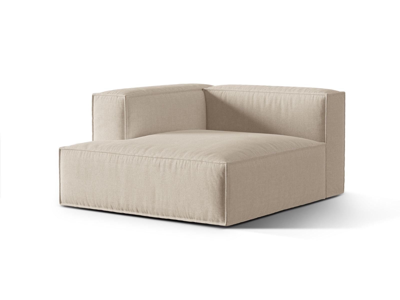 Modulares Sofa 1-Sitzer mit linker Chaise Longue Nuria in sanftem Beige, perfekt für gemütliche Leseecken und modernes Wohndesign.