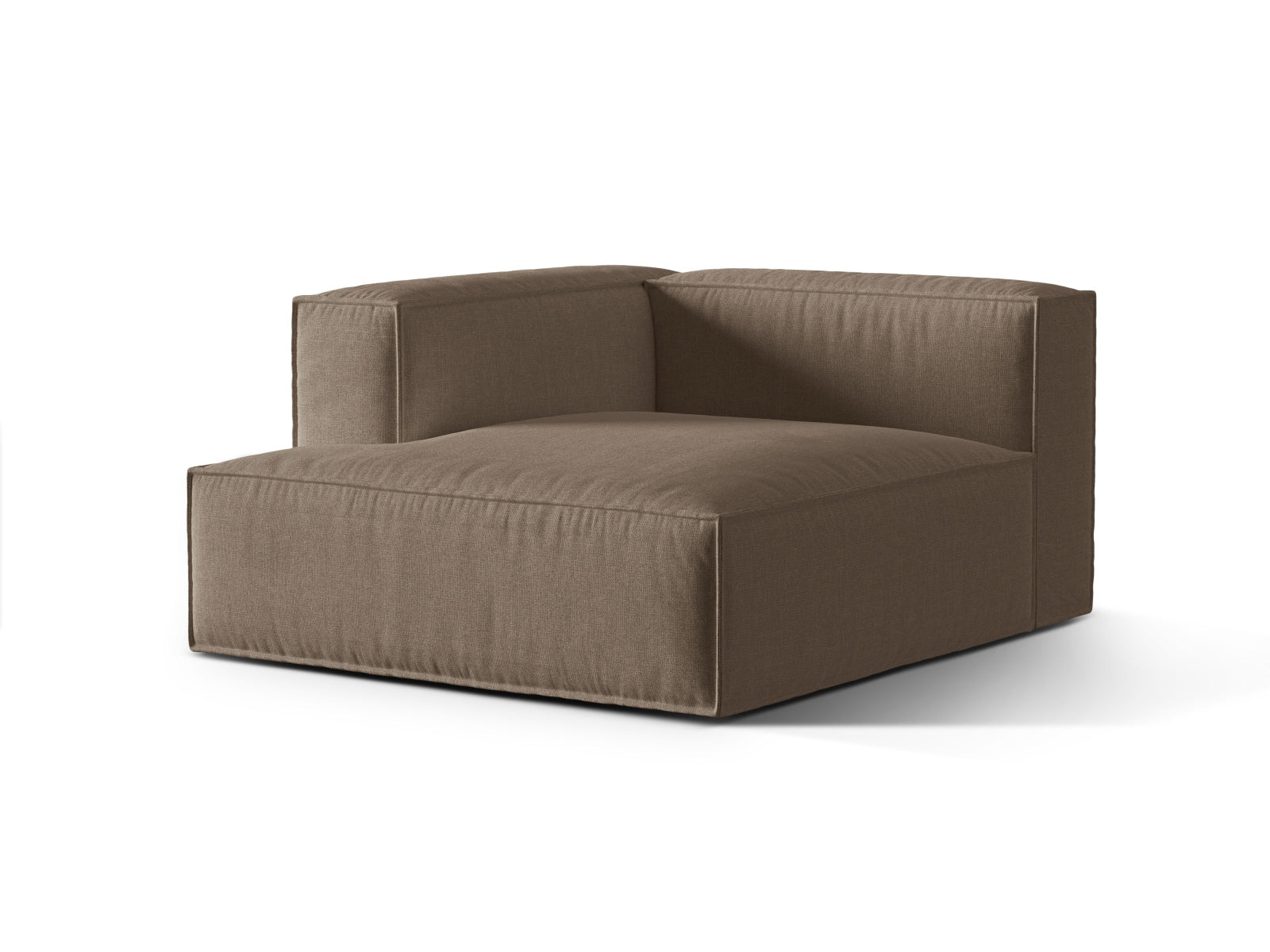 Stilvolle 1-Sitzer Chaise Longue Links aus der Nuria-Kollektion, perfekt für gemütliche Stunden und zeitgemäße Einrichtung in sanften Erdtönen.