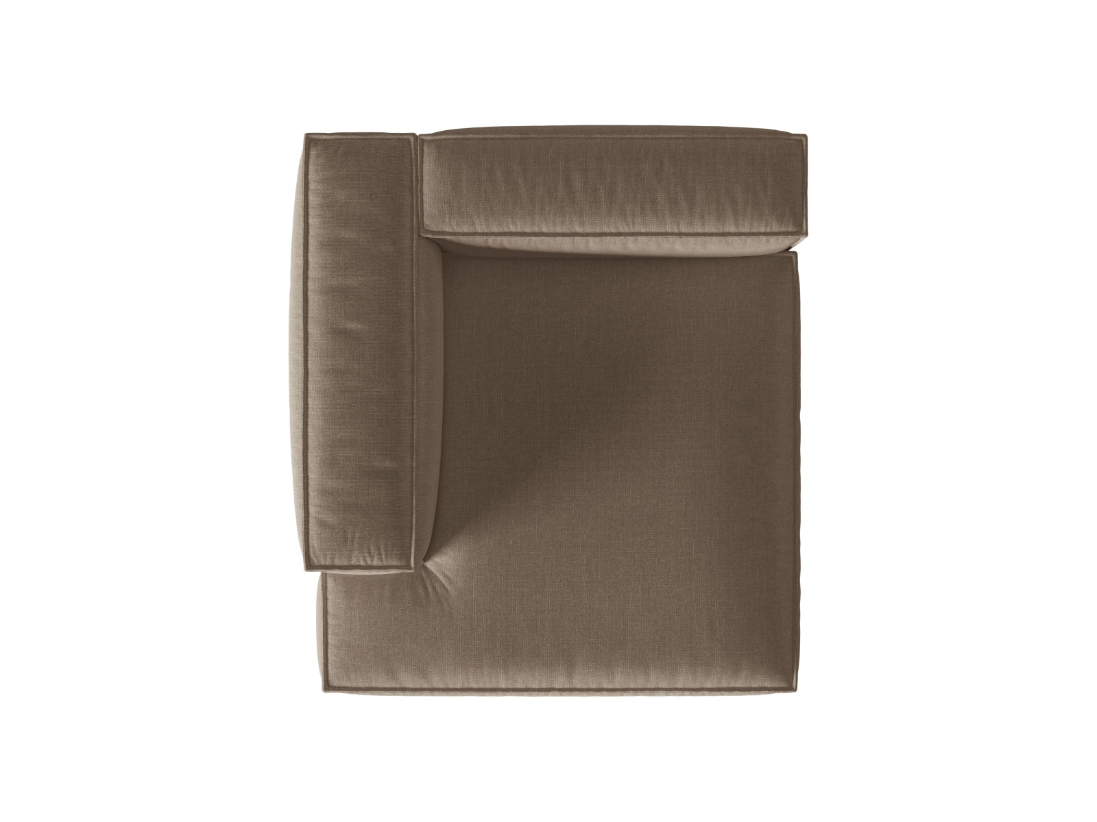 Elegante linke Chaise Longue für einen Sitzplatz aus der Nuria-Serie, ideal für moderne Interiors und entspannende Momente in warmen Erdtönen.