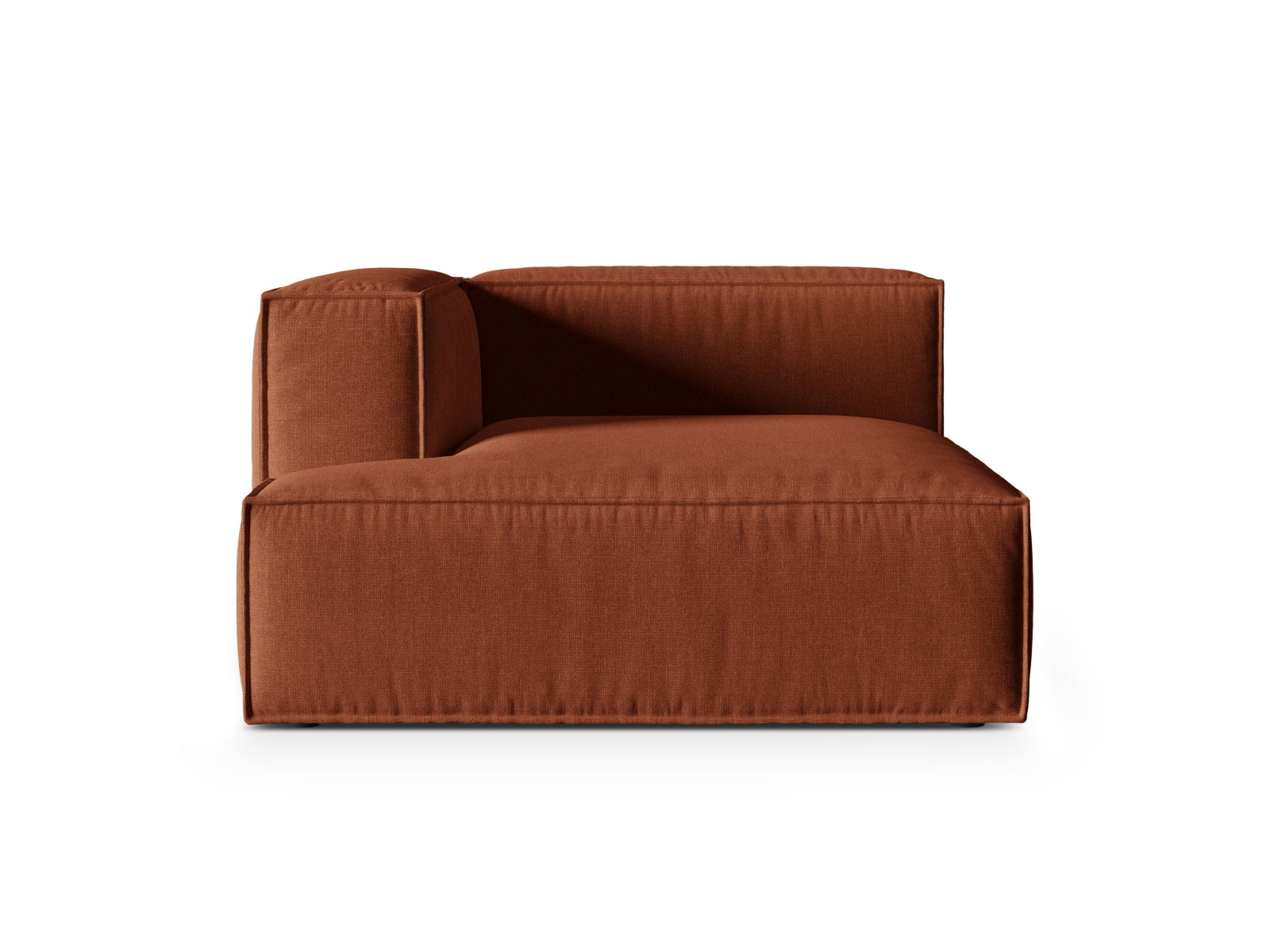Eleganter 1-Sitzer Chaise Longue Links Nuria in trendigem Brick-Liberty, ideal für stilvolle und gemütliche Wohnkonzepte.
