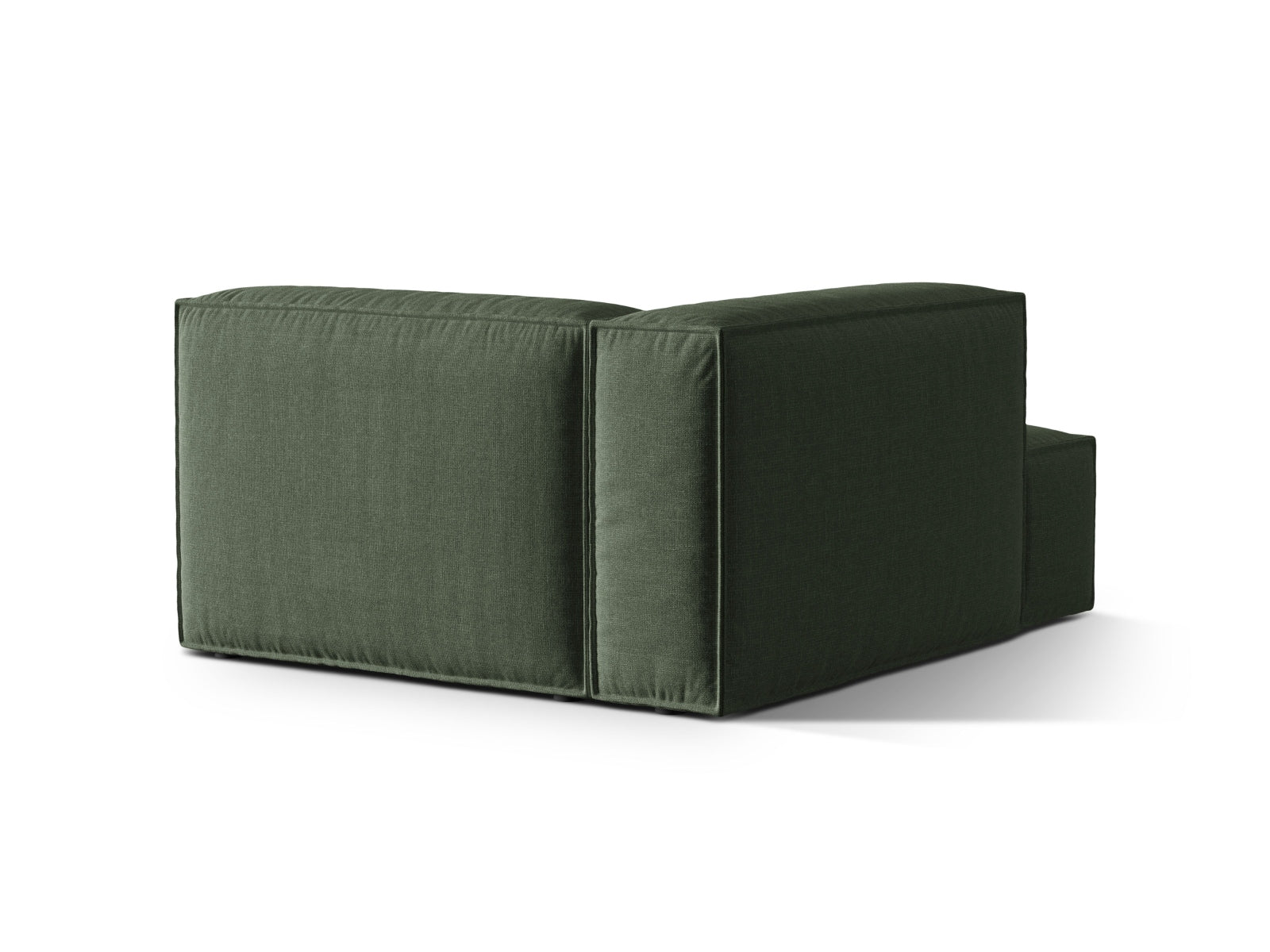 Modulares 1-Sitzer Chaise Longue links aus der Nuria-Serie in edlem Moosgrün, perfekt für moderne Wohnkonzepte und gemütliche Auszeiten.