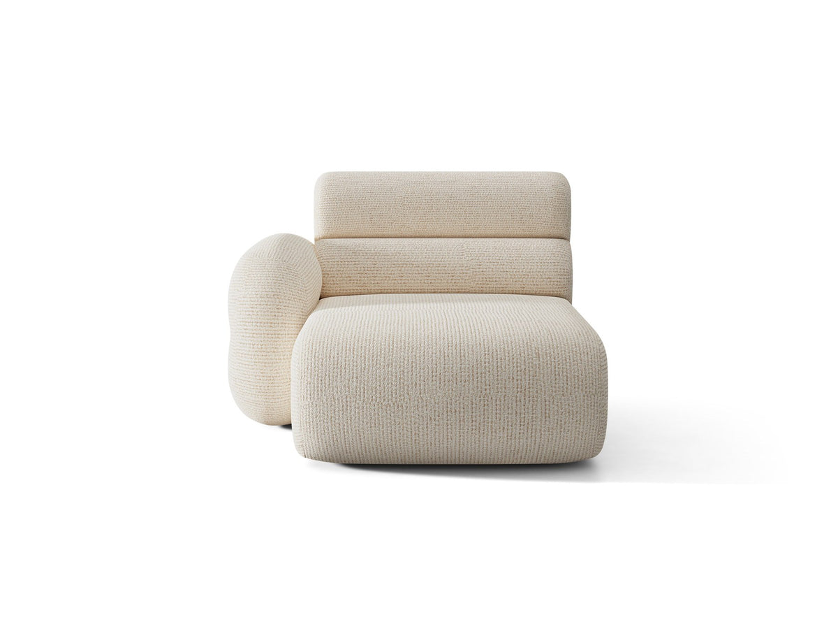 Modulares Sofa Neo Chaiselongue von Micadoni in dunklem Olivgrün mit hoher Rückenlehne und schwarzen Kunststoffbeinen aus Polypropylen.