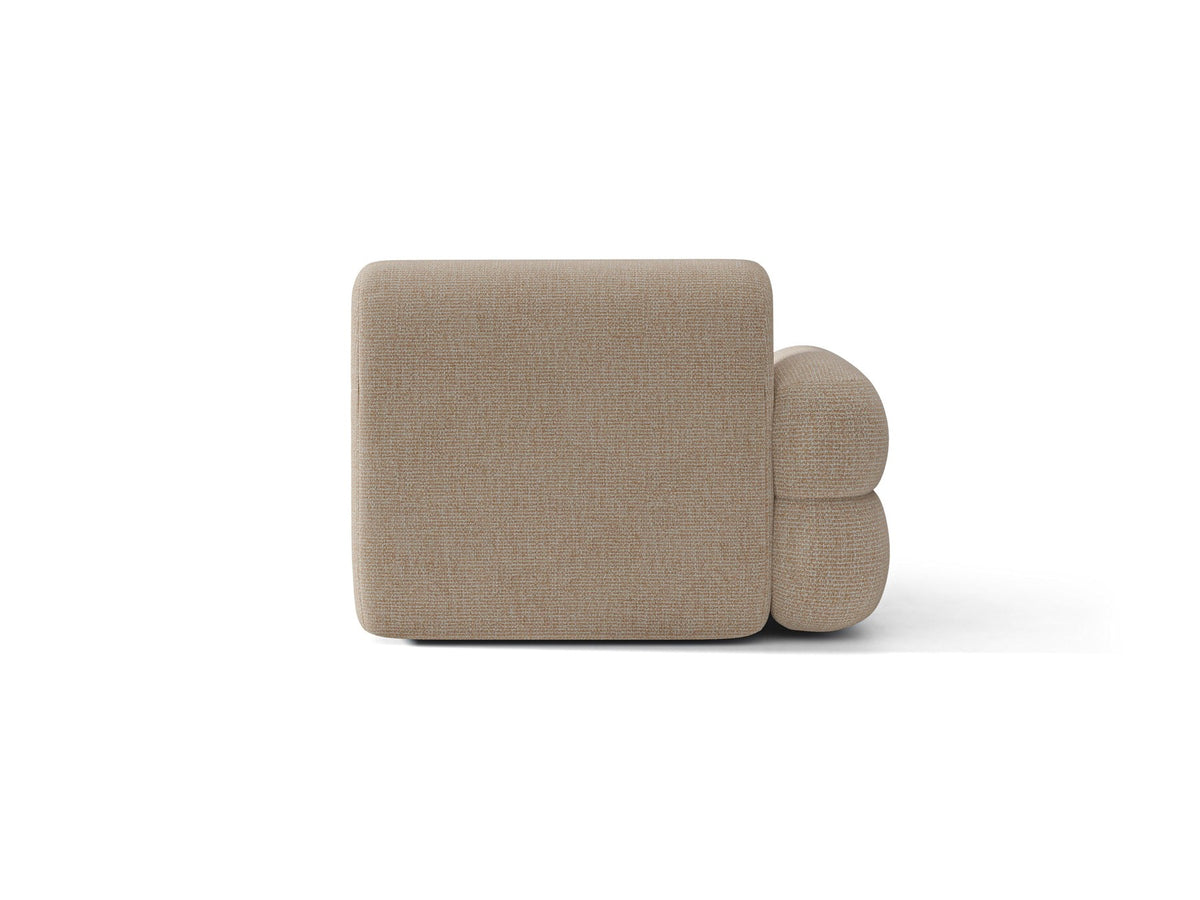 Modulares Sofa Neo Chaiselongue von Micadoni in dunklem Olivgrün mit hoher Rückenlehne und schwarzen Kunststoffbeinen aus Polypropylen.