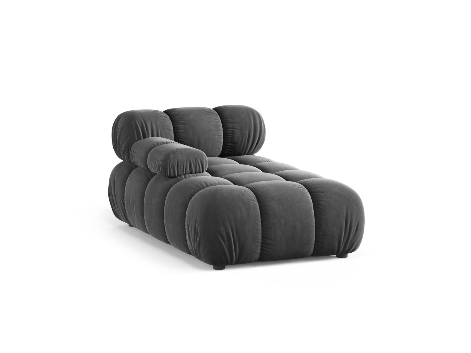 Elegante linke Chaise Longue Bellis in Grau-Venus, ideal für stilvolle Wohnräume. Teil der modularen Sofaserie von Micadoni.
