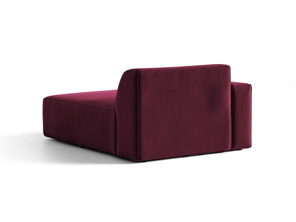 Jodie Chaiselongue von Micadoni in leichtem Beige, Venus-Samtstoff-Bezug, schwarze Kunststoffbeine, modulares Sofa-Element mit linker Ausrichtung.