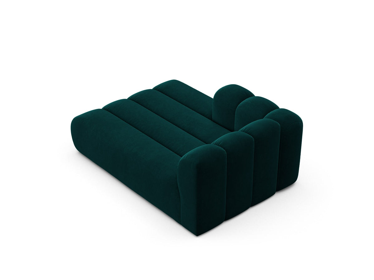 Chaiselongue-Modul Lupine von Micadoni in leichtem Beige, Venus-Samtstoff, schwarze Kunststoffbeine, Ausrichtung links, Teil eines Modularsofas.