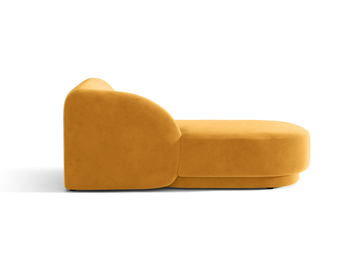 Chaiselongue Miley von Micadoni in Dunkelbeige mit Bluvel-Stoffbezug, schwarzen Kunststoffbeinen und niedriger Rückenlehne, modulares Sofa-Element.