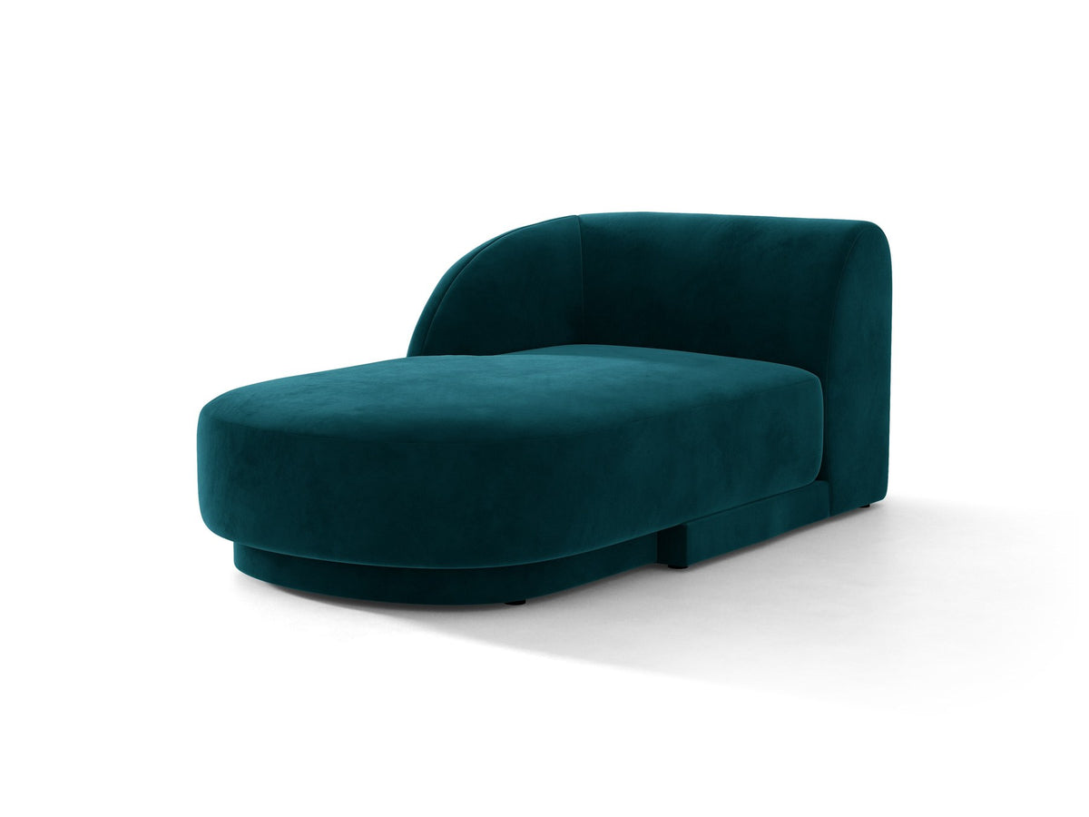 Chaiselongue Miley von Micadoni in Dunkelbeige mit Bluvel-Stoffbezug, schwarzen Kunststoffbeinen und niedriger Rückenlehne, modulares Sofa-Element.