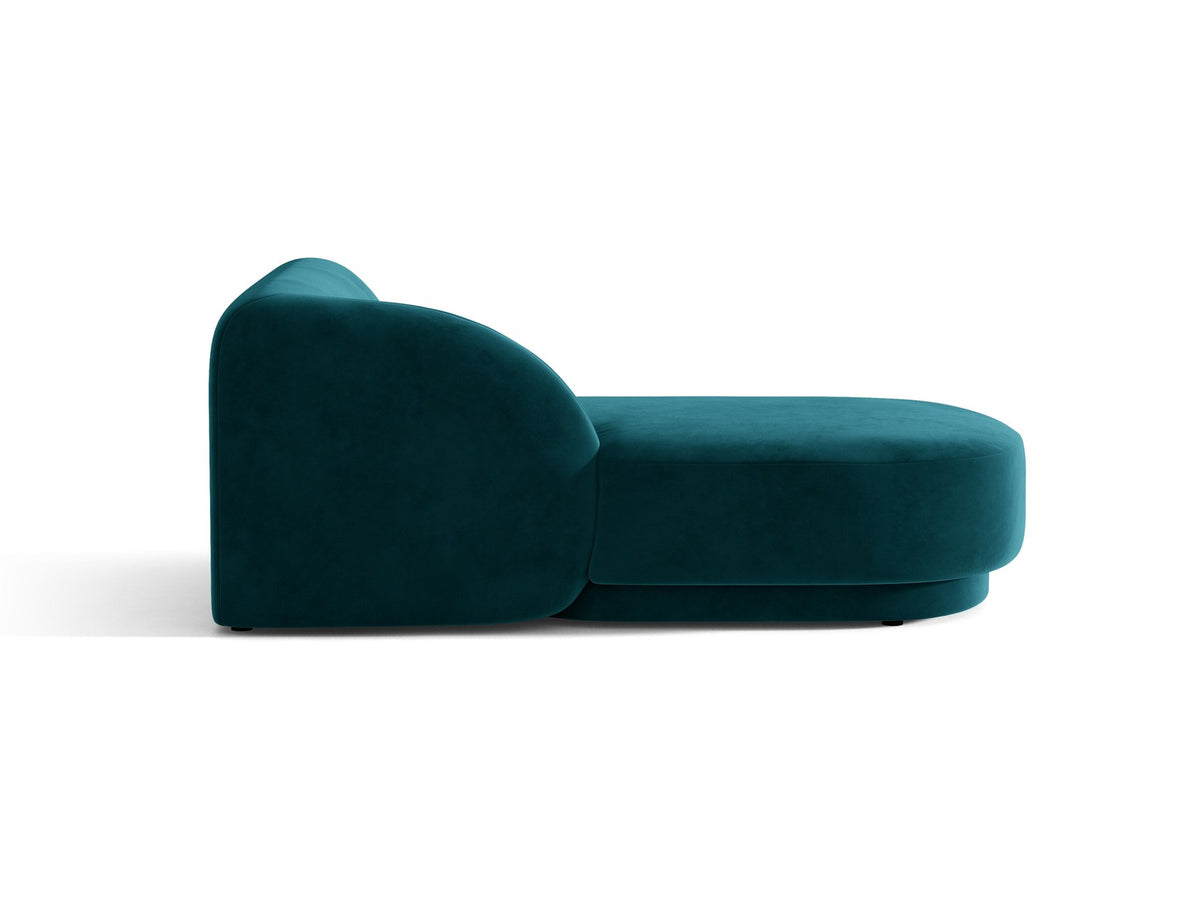 Chaiselongue Miley von Micadoni in Dunkelbeige mit Bluvel-Stoffbezug, schwarzen Kunststoffbeinen und niedriger Rückenlehne, modulares Sofa-Element.