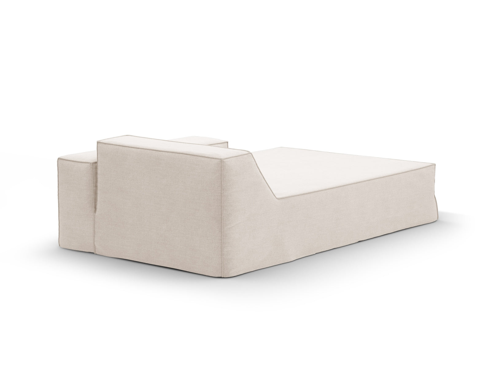 Moderne Jodie Modular Chaise Longue links 1 Sitzer in sanftem Beige, perfekt für kreative Raumkonzepte und gemütliche Entspannung.