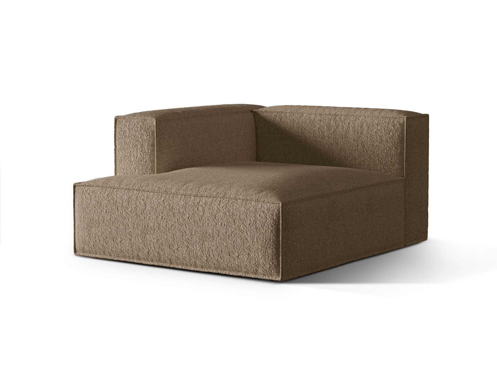 Entdecken Sie die elegante Nuria Boucle Chaise Longue links von Micadoni – ein luxuriöser 1-Sitzer mit edler Boucle-Oberfläche und modernem Stil.