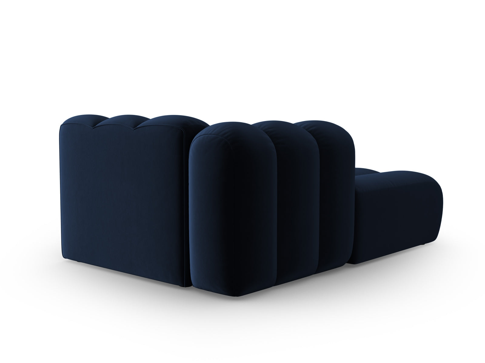 Luxuriöses Lupine Velour Sofa Chaise Lounge links, 2-Sitzer in Royal Blue, ideal für stilvolle Wohnräume und entspannte Stunden.