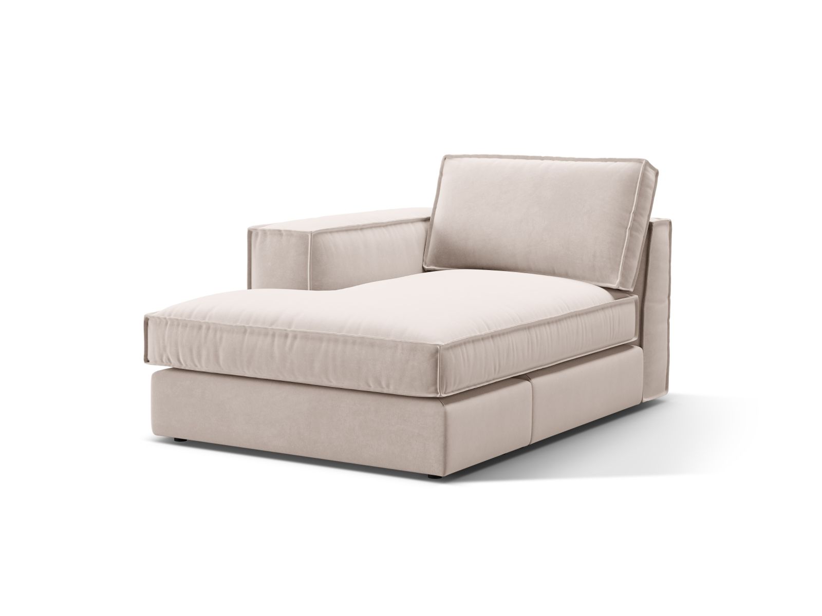 Elegante 1-Sitzer Chaise Longue links Pola in stilvollem Beige, ideal für moderne Wohnräume und vielseitige Sofa-Kombinationen.
