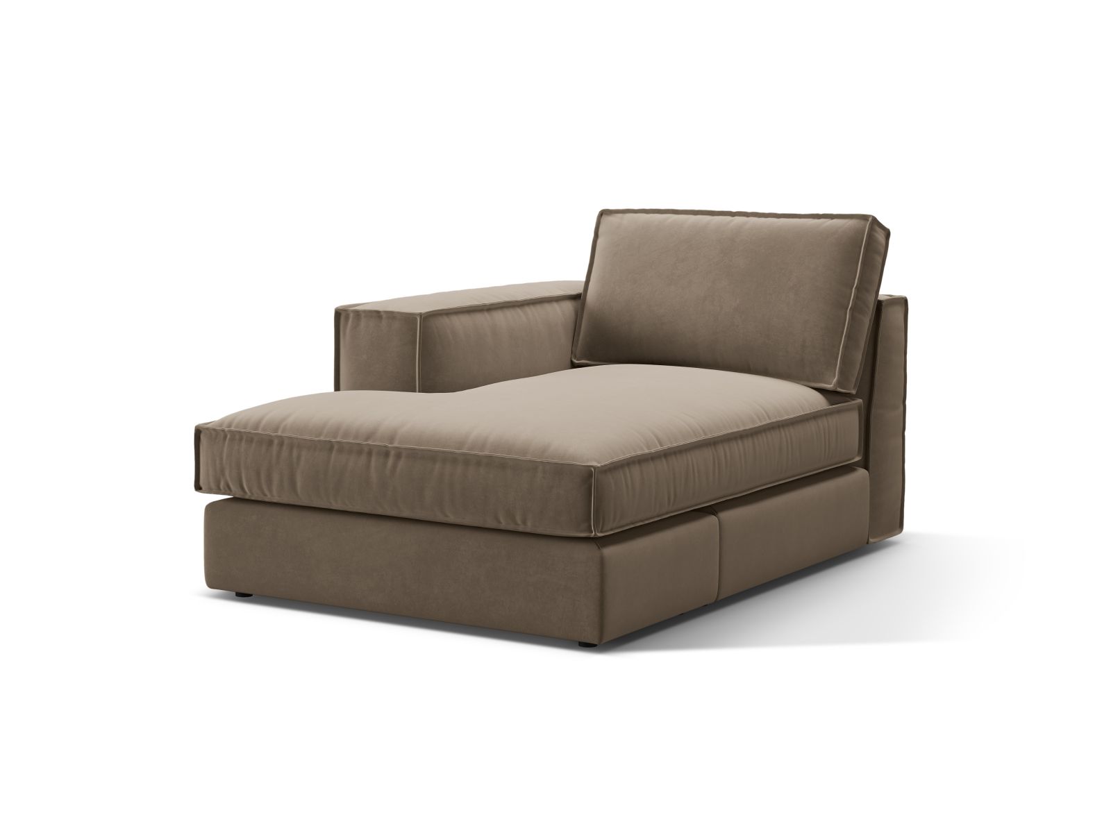 Elegante 1-Sitzer Chaise Longue links Pola in Grau-Braun, ideal für stilvolle Wohnräume und vielseitige Sofa-Kombinationen.