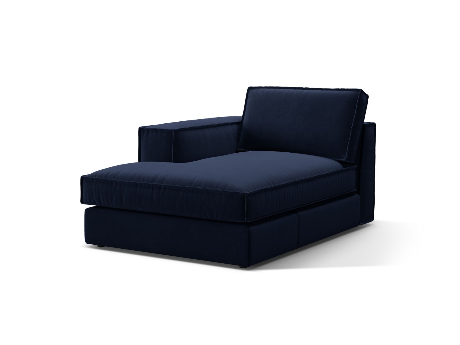 Elegante linke Chaise Longue Pola in Royal Blue, Teil des modularen Sofas von Micadoni, ideal für stilvolle Wohnräume.