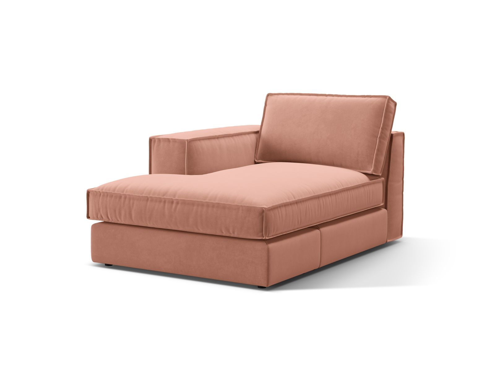 Elegante linke Chaise Longue Pola in Pink-Salvador, ideal für stilvolle Wohnräume. Teil des modularen Sofas von Micadoni.