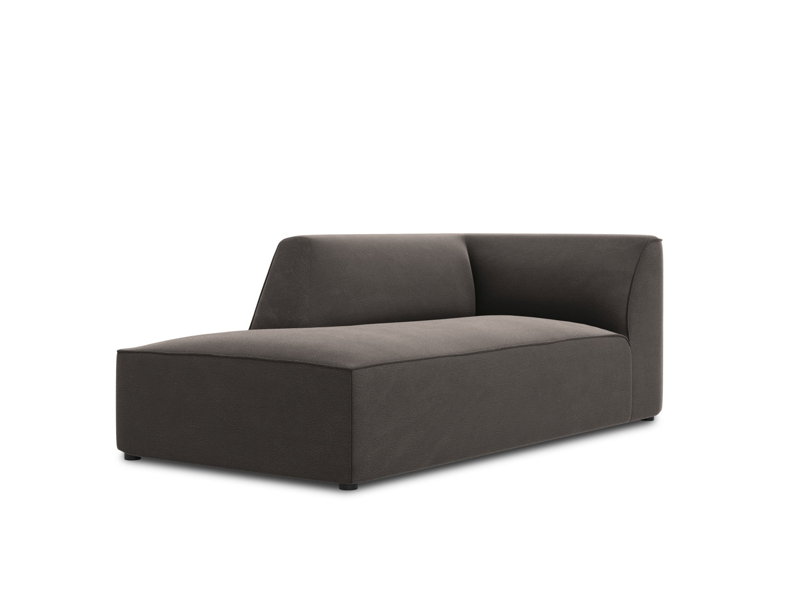 Elegantes linksseitiges Ruby Velour Sofa Chaise Lounge mit weicher Polsterung in stilvollem Dunkelgrau, ideal für stilvolle Wohnräume.