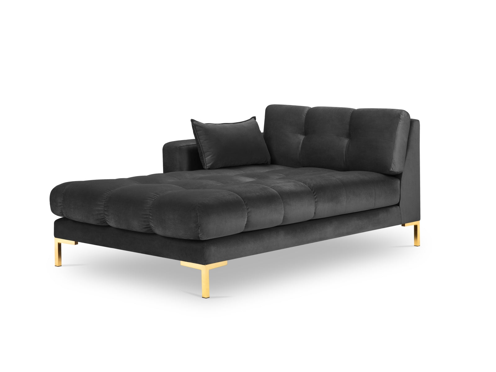 Mamaia Velour Sofa Chaise Lounge links 1 Sitz in Dark Grey/Gold präsentiert im Onlineshop von KAQTU Design AG. L-Sofa links ist von Micadoni