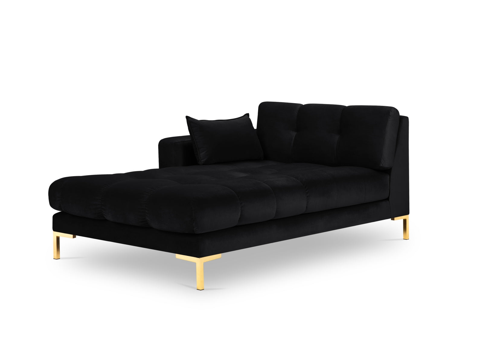 Mamaia Velour Sofa Chaise Lounge links 1 Sitz in Black/Gold präsentiert im Onlineshop von KAQTU Design AG. L-Sofa links ist von Micadoni
