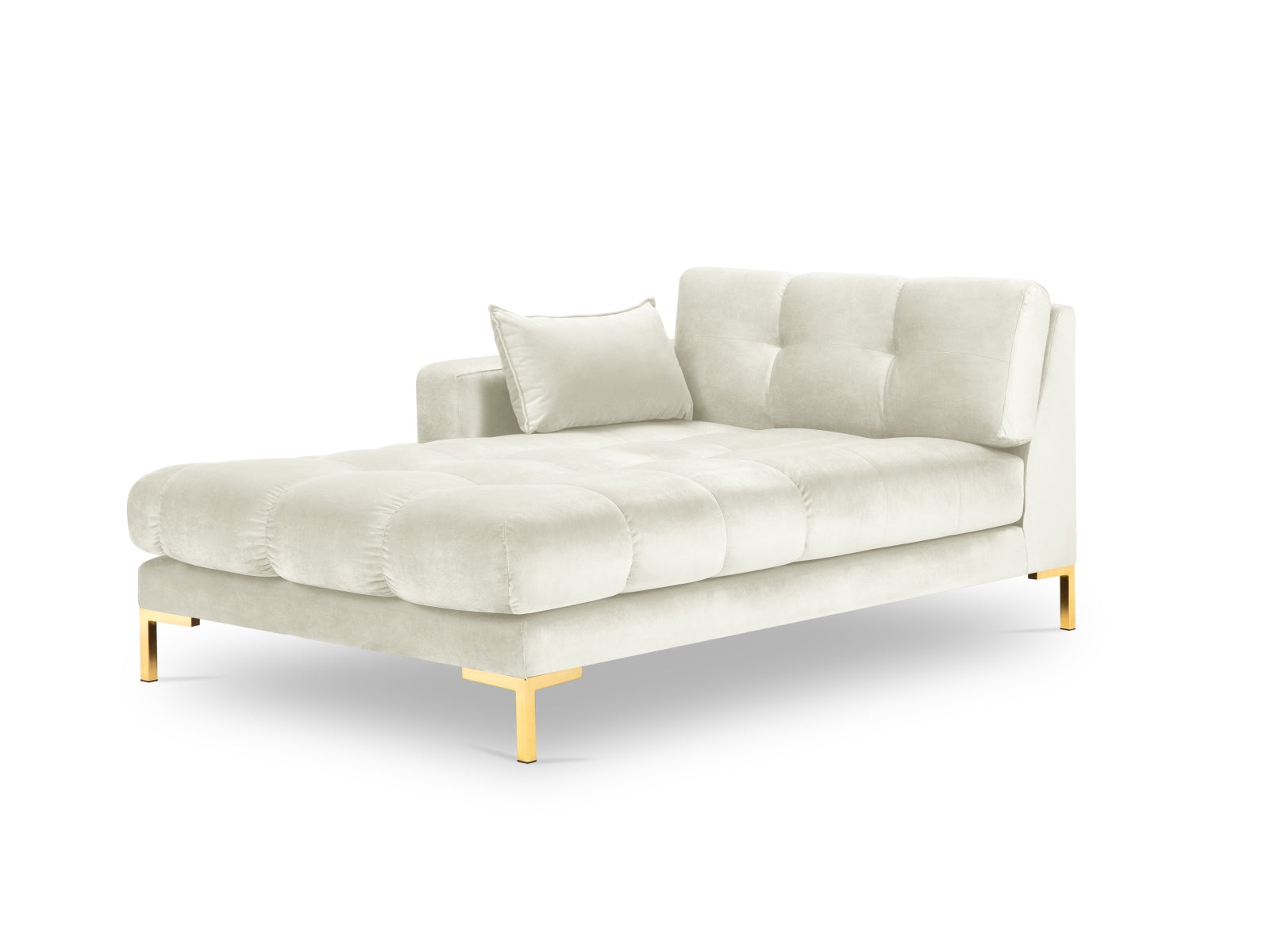 Mamaia Velour Sofa Chaise Lounge links 1 Sitz in Light Beige/Gold präsentiert im Onlineshop von KAQTU Design AG. L-Sofa links ist von Micadoni