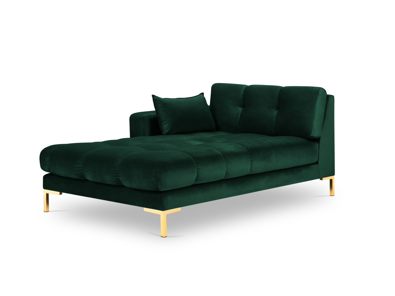 Mamaia Velour Sofa Chaise Lounge links 1 Sitz in Bottle Green/Gold präsentiert im Onlineshop von KAQTU Design AG. L-Sofa links ist von Micadoni