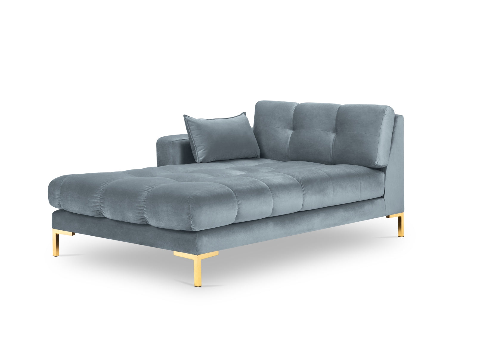 Mamaia Velour Sofa Chaise Lounge links 1 Sitz in Light Blue/Gold präsentiert im Onlineshop von KAQTU Design AG. L-Sofa links ist von Micadoni