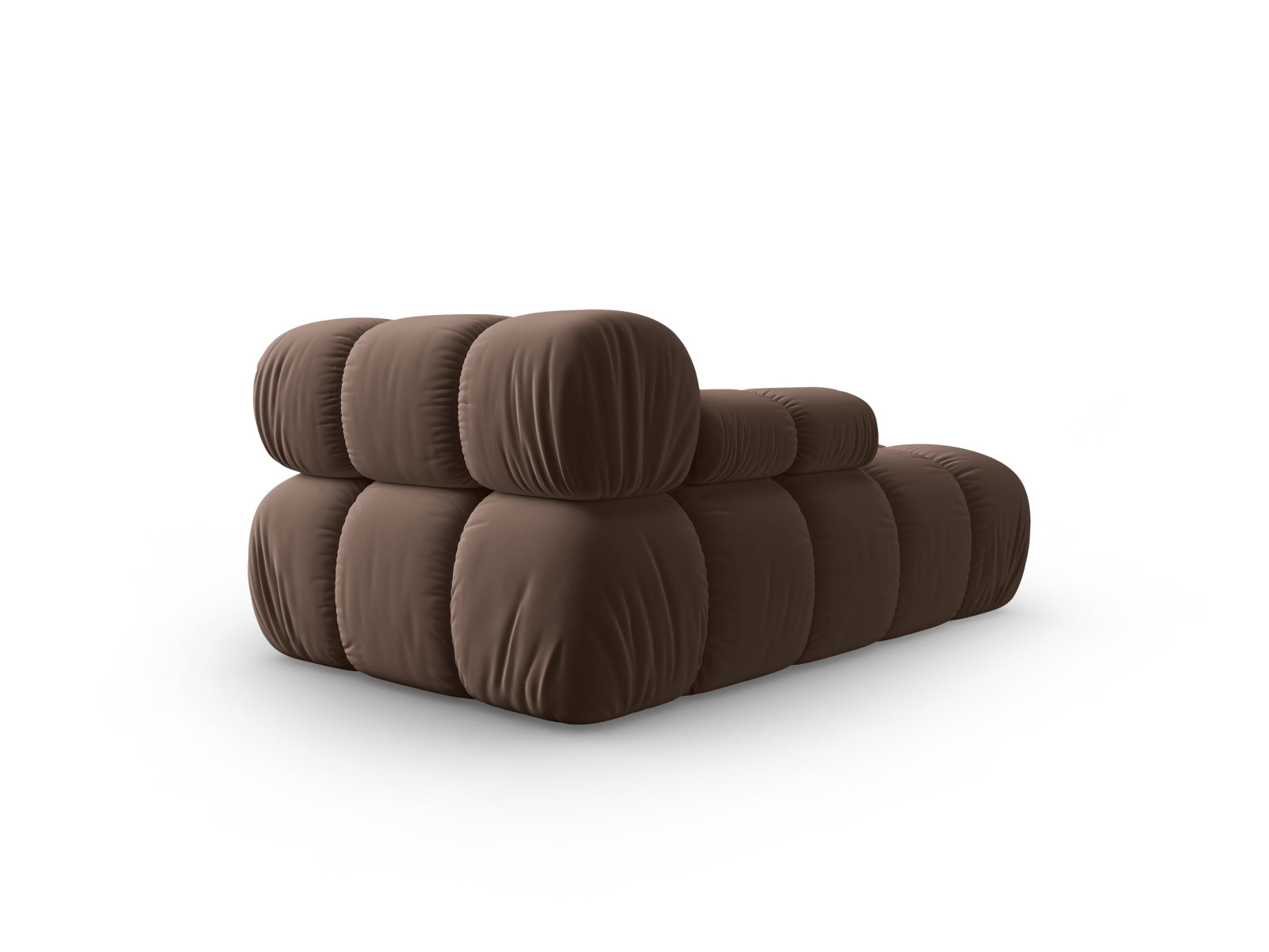 Stilvolles Bellis Velour Sofa Chaise Lounge in edlem Dunkelbraun, perfekt für moderne Wohnkonzepte. Flexibles, modulares Design von Micadoni.