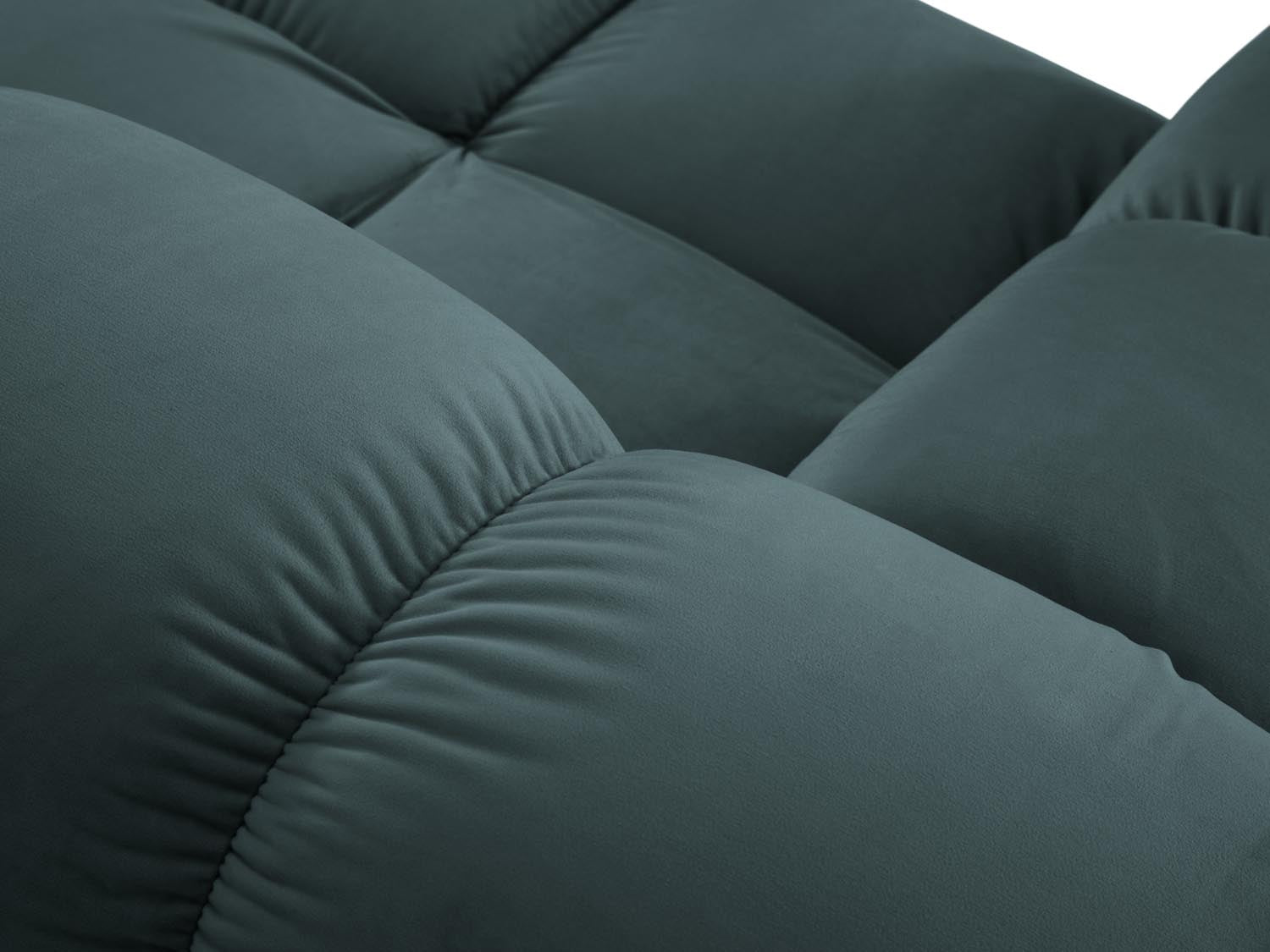 Stylisches Bellis Velour Sofa Chaise Lounge in sanftem Türkis, linksseitig, perfekt für moderne Wohnkonzepte. Hochwertige Verarbeitung von Micadoni.