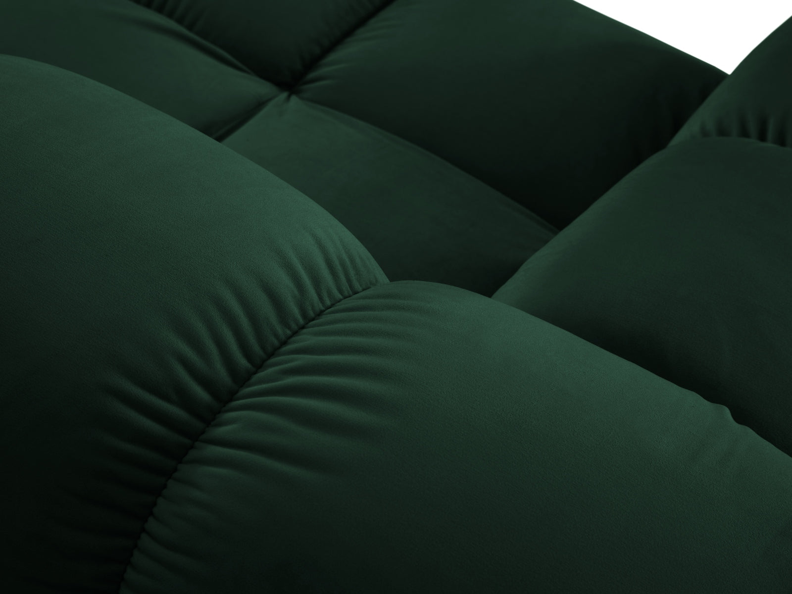 Modulares Bellis Velour Sofa Chaise Lounge in edlem Flaschengrün, perfekt für moderne Interiors und komfortable Auszeiten.