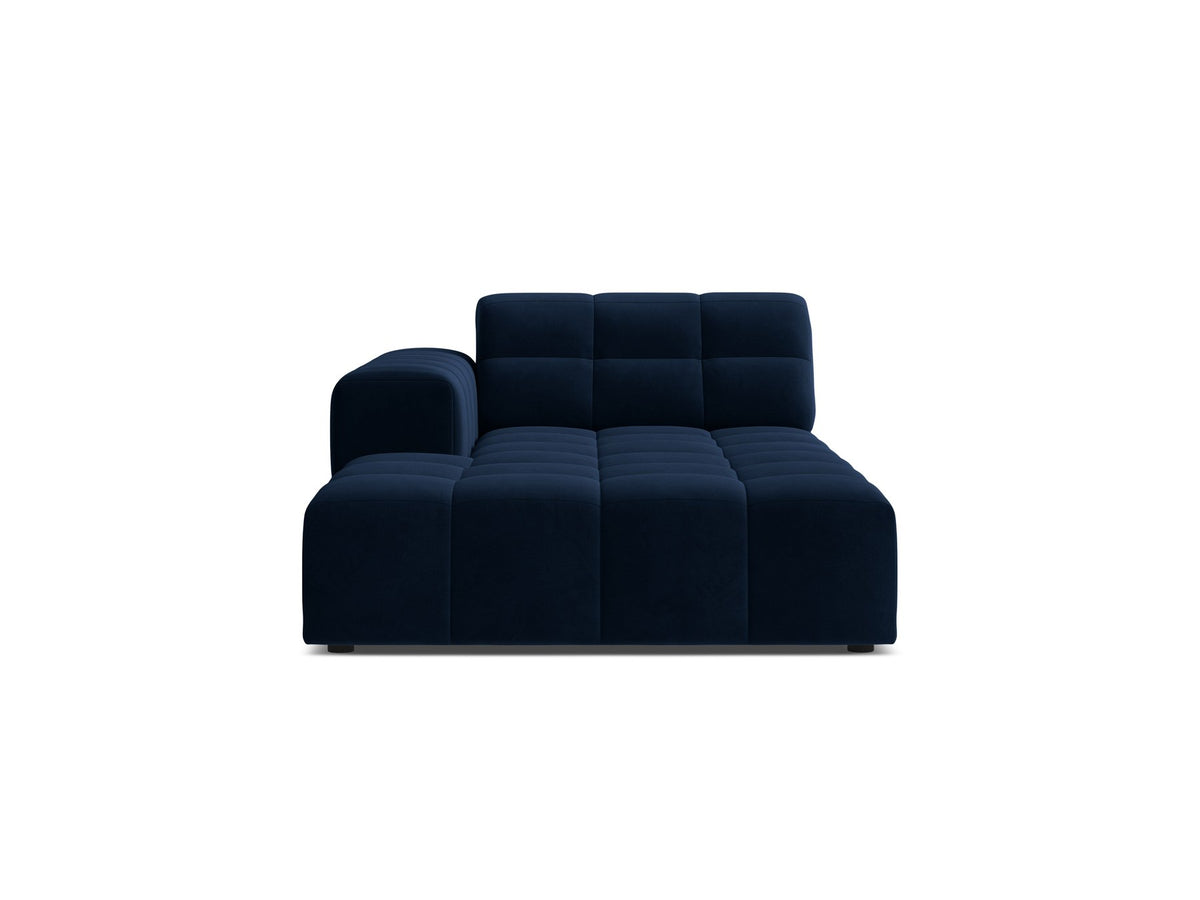 Chaiselongue Jennifer von Micadoni in Beige, Bezug aus Chenille-Stoff Eden, schwarze Kunststoffbeine, linksseitige Ausrichtung, modulares Sofaelement.