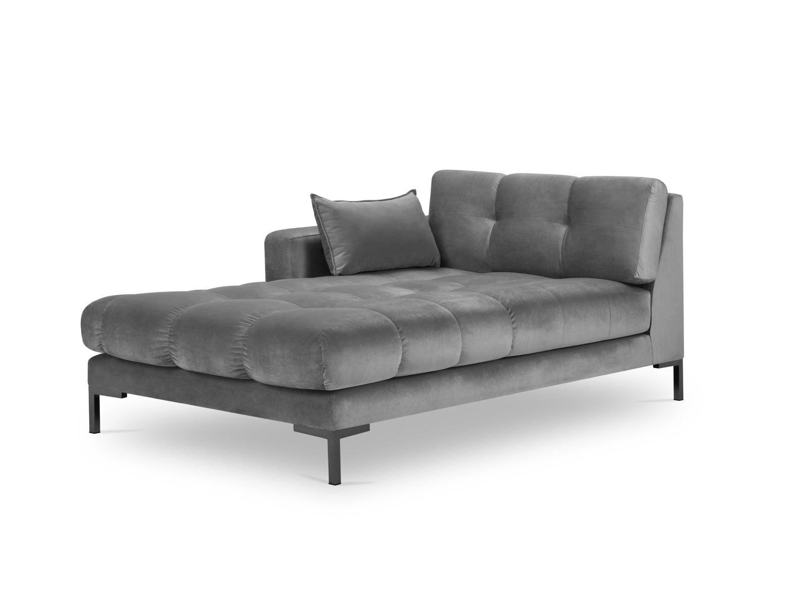 Mamaia Velour Sofa Chaise Lounge links 1 Sitz in Light Grey/Schwarz-Bluvel präsentiert im Onlineshop von KAQTU Design AG. L-Sofa links ist von Micadoni