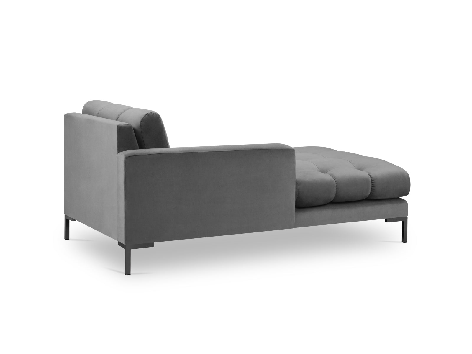 Stilvolles Mamaia Velour Sofa Chaise Lounge links in edlem Grau, perfekt für moderne Interiors und gemütliche Stunden.