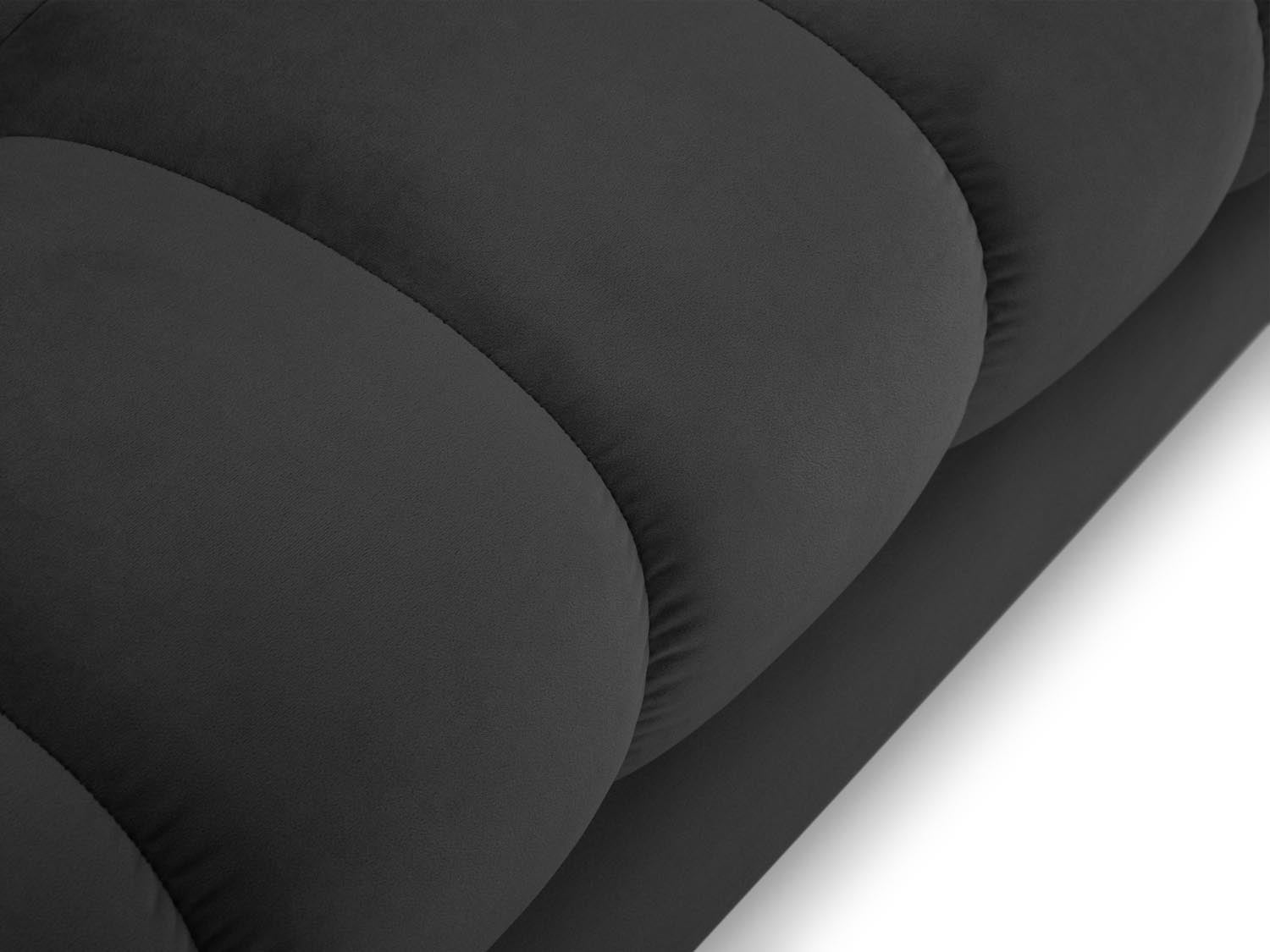 Elegantes Mamaia Velour Sofa Chaise Lounge links in stilvollem Dunkelgrau, ideal für komfortable und moderne Wohnräume von Micadoni.