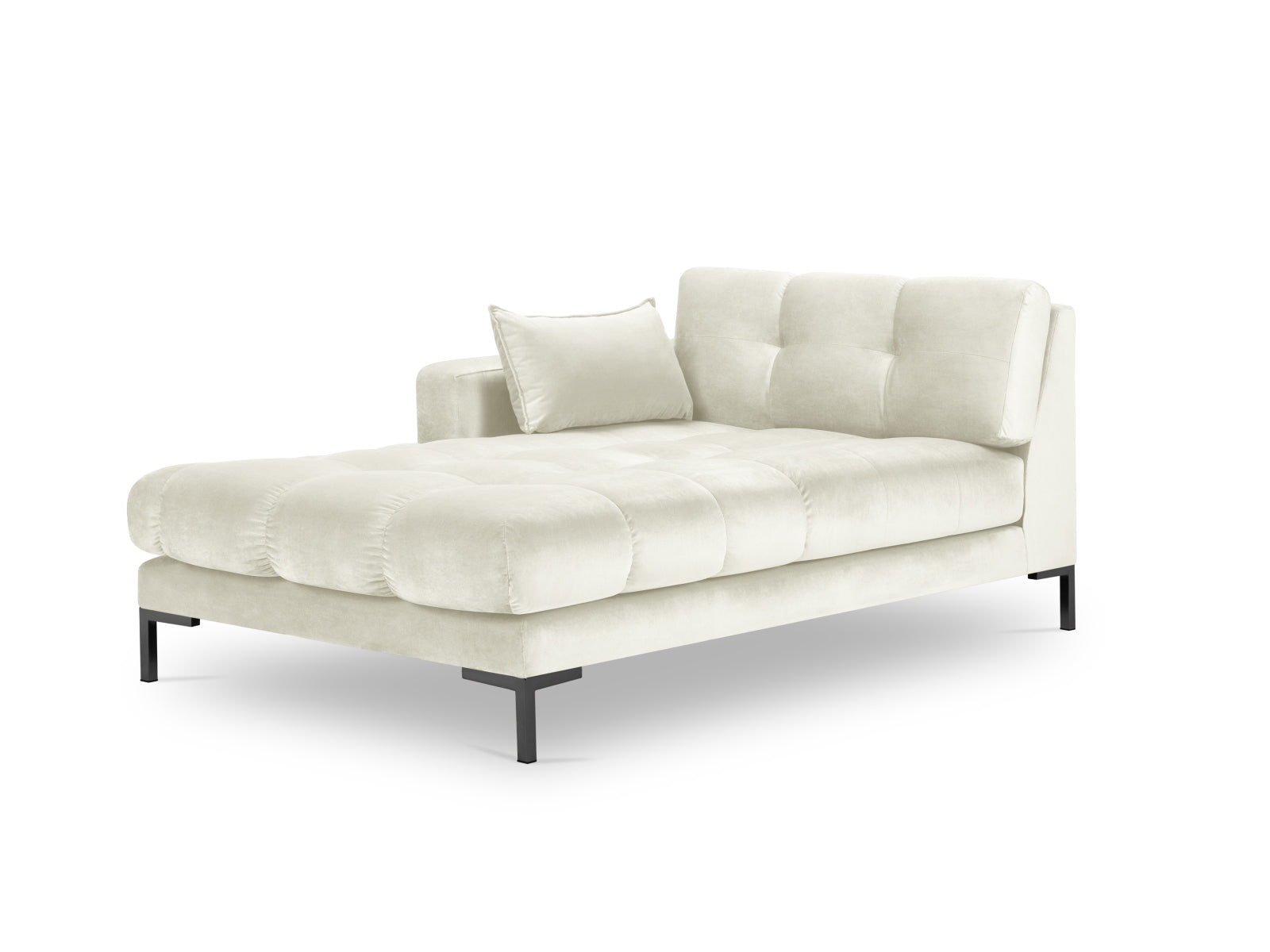 Mamaia Velour Sofa Chaise Lounge links 1 Sitz in Light Beige/Schwarz präsentiert im Onlineshop von KAQTU Design AG. L-Sofa links ist von Micadoni