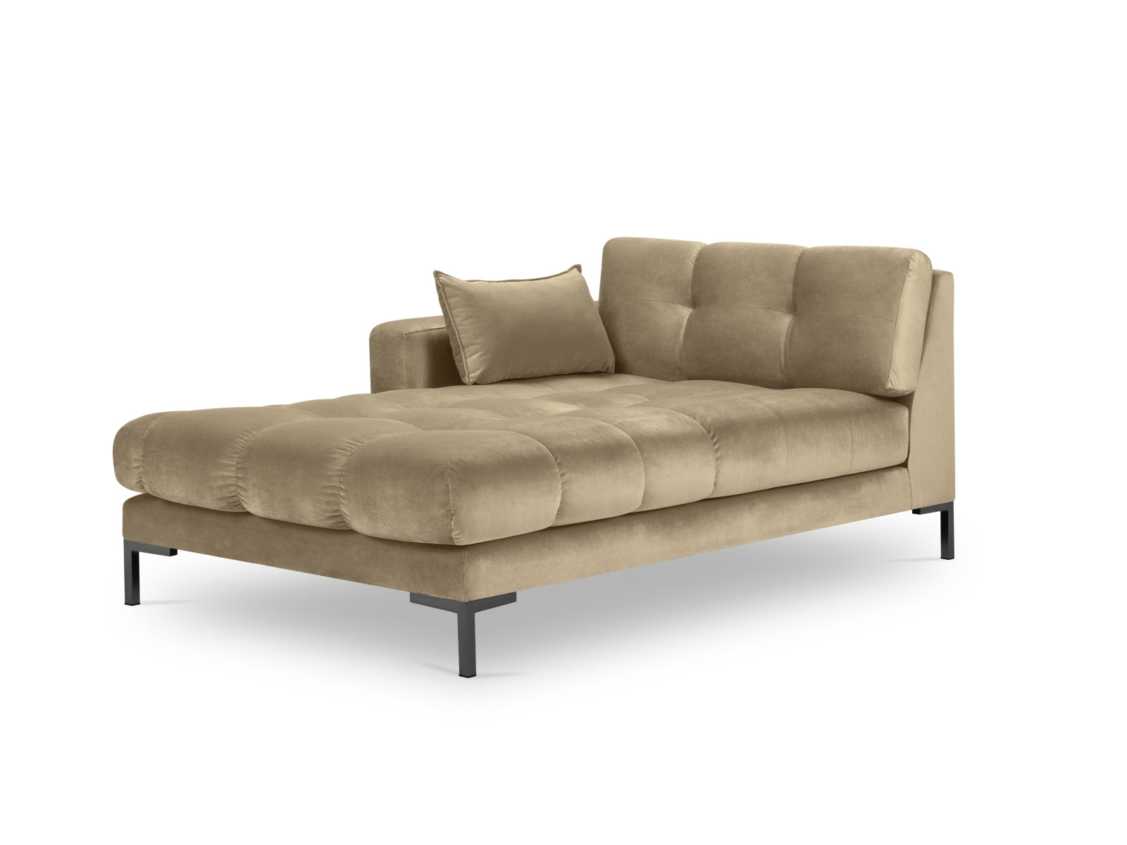 Mamaia Velour Sofa Chaise Lounge links 1 Sitz in Beige/Schwarz präsentiert im Onlineshop von KAQTU Design AG. L-Sofa links ist von Micadoni