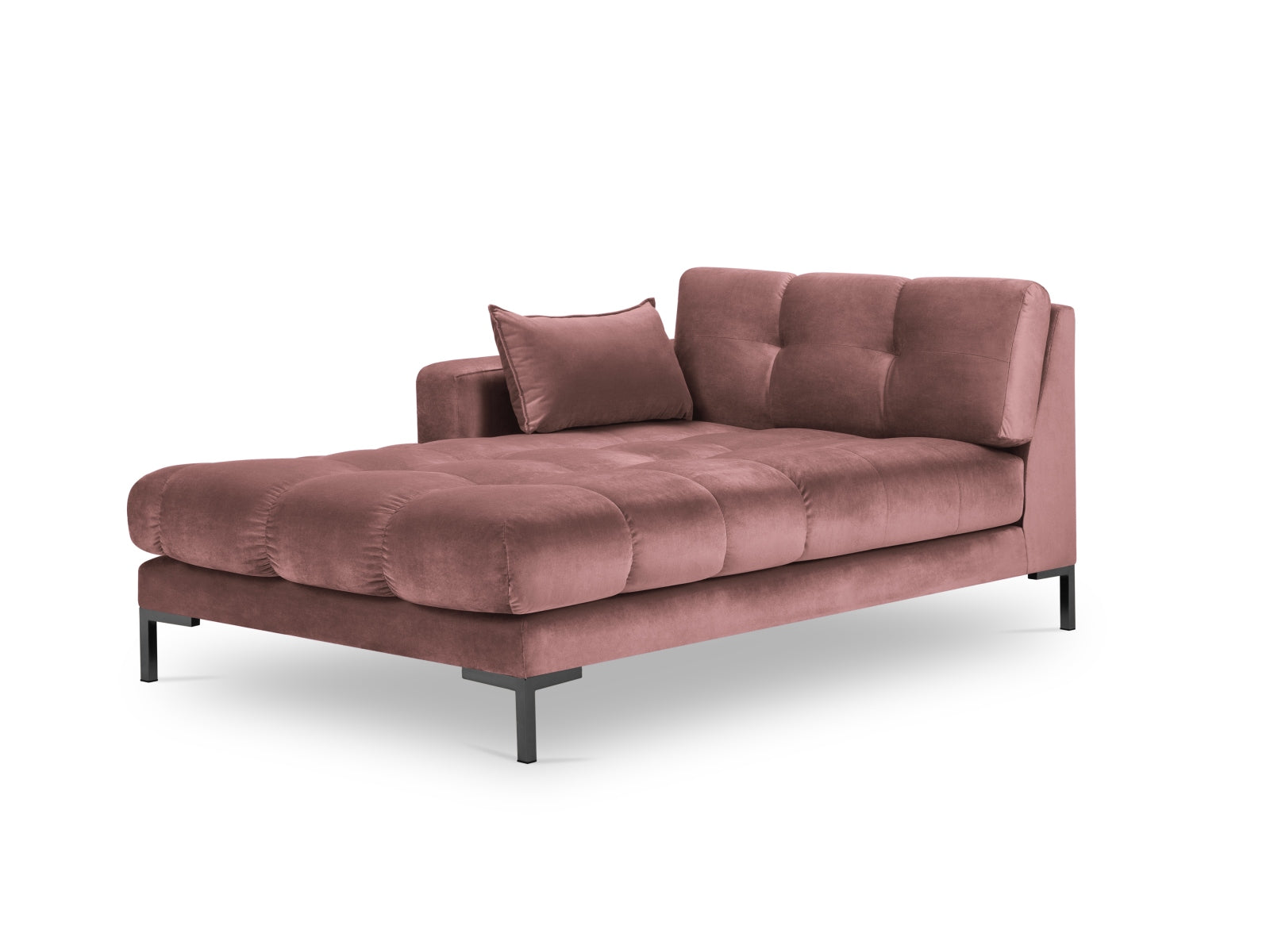 Mamaia Velour Sofa Chaise Lounge links 1 Sitz in Pink/Schwarz-Bluvel präsentiert im Onlineshop von KAQTU Design AG. L-Sofa links ist von Micadoni
