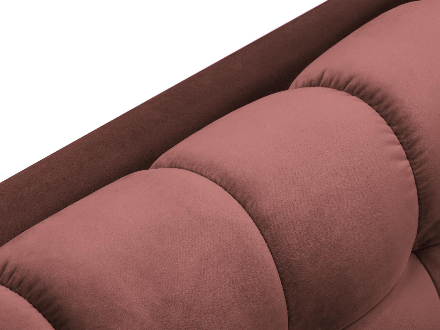 Stylisches Mamaia Velour Sofa Chaise Lounge links in strahlendem Pink und elegantem Schwarz, perfekt für trendbewusste Wohnkonzepte.