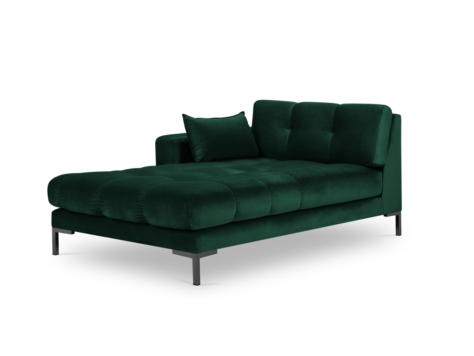 Mamaia Velour Sofa Chaise Lounge links 1 Sitz in Bottle Green/Schwarz-Bluvel präsentiert im Onlineshop von KAQTU Design AG. L-Sofa links ist von Micadoni