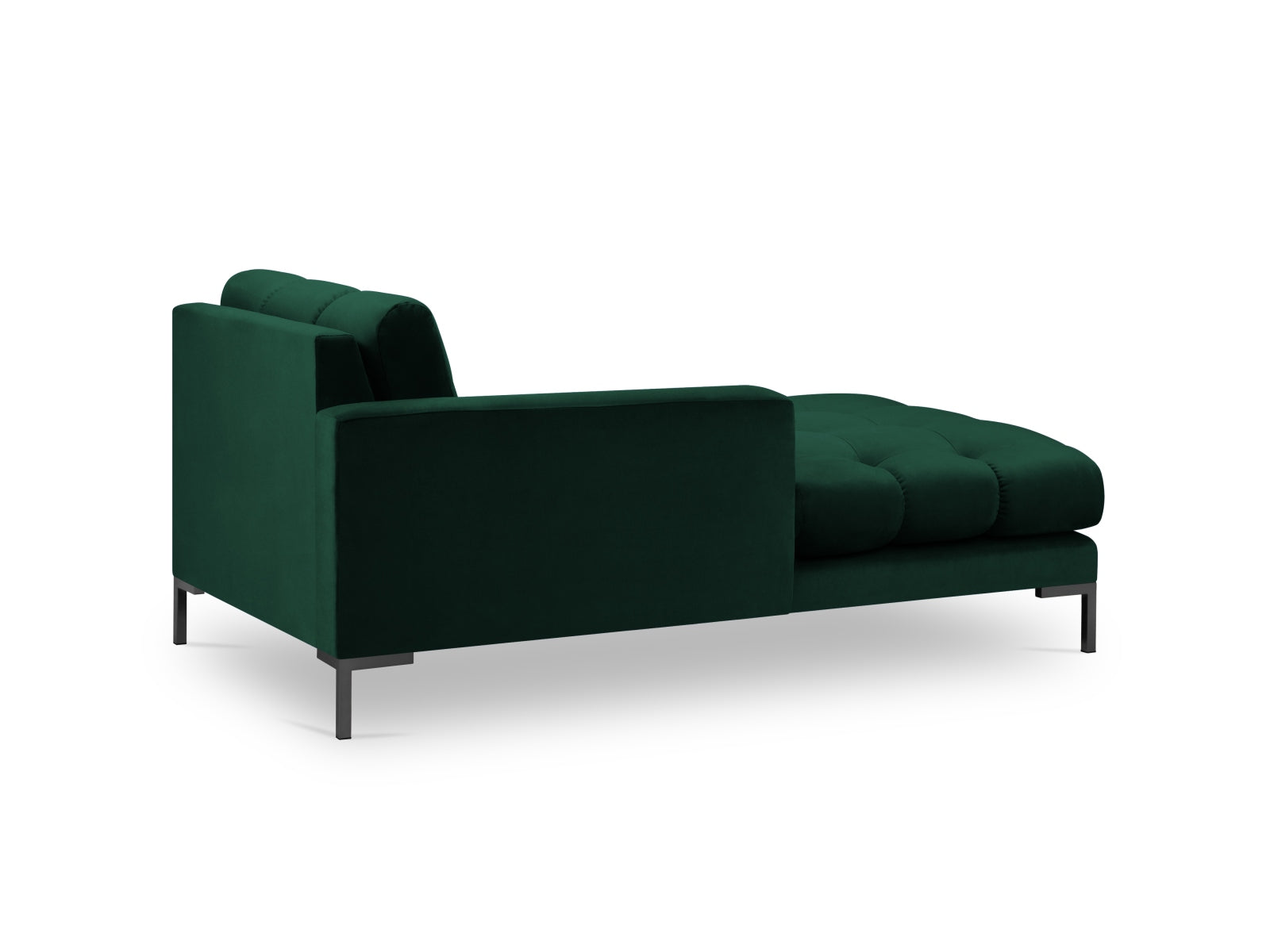 Stilvolles Mamaia Velour Sofa Chaise Lounge links mit einem komfortablen Sitz in luxuriösem Flaschengrün, perfekt für zeitgemäße Inneneinrichtungen.