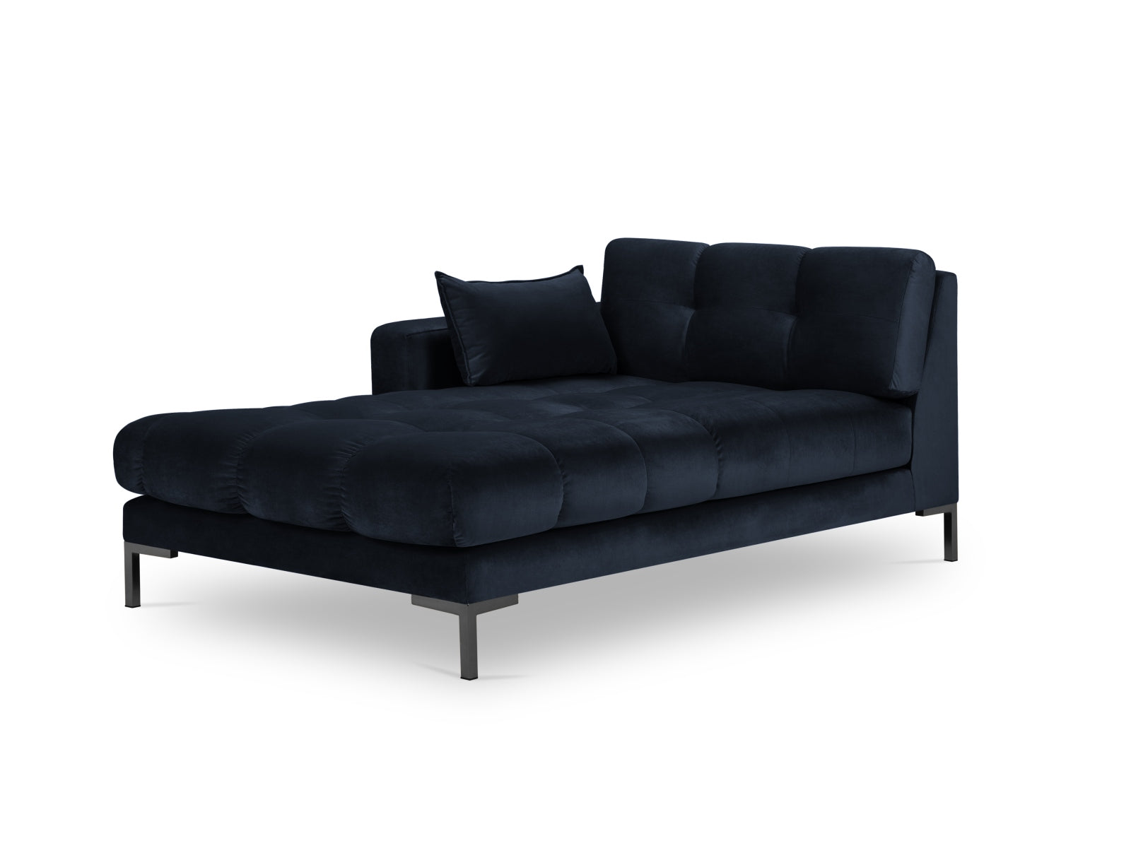 Mamaia Velour Sofa Chaise Lounge links 1 Sitz in Dark Blue/Schwarz präsentiert im Onlineshop von KAQTU Design AG. L-Sofa links ist von Micadoni