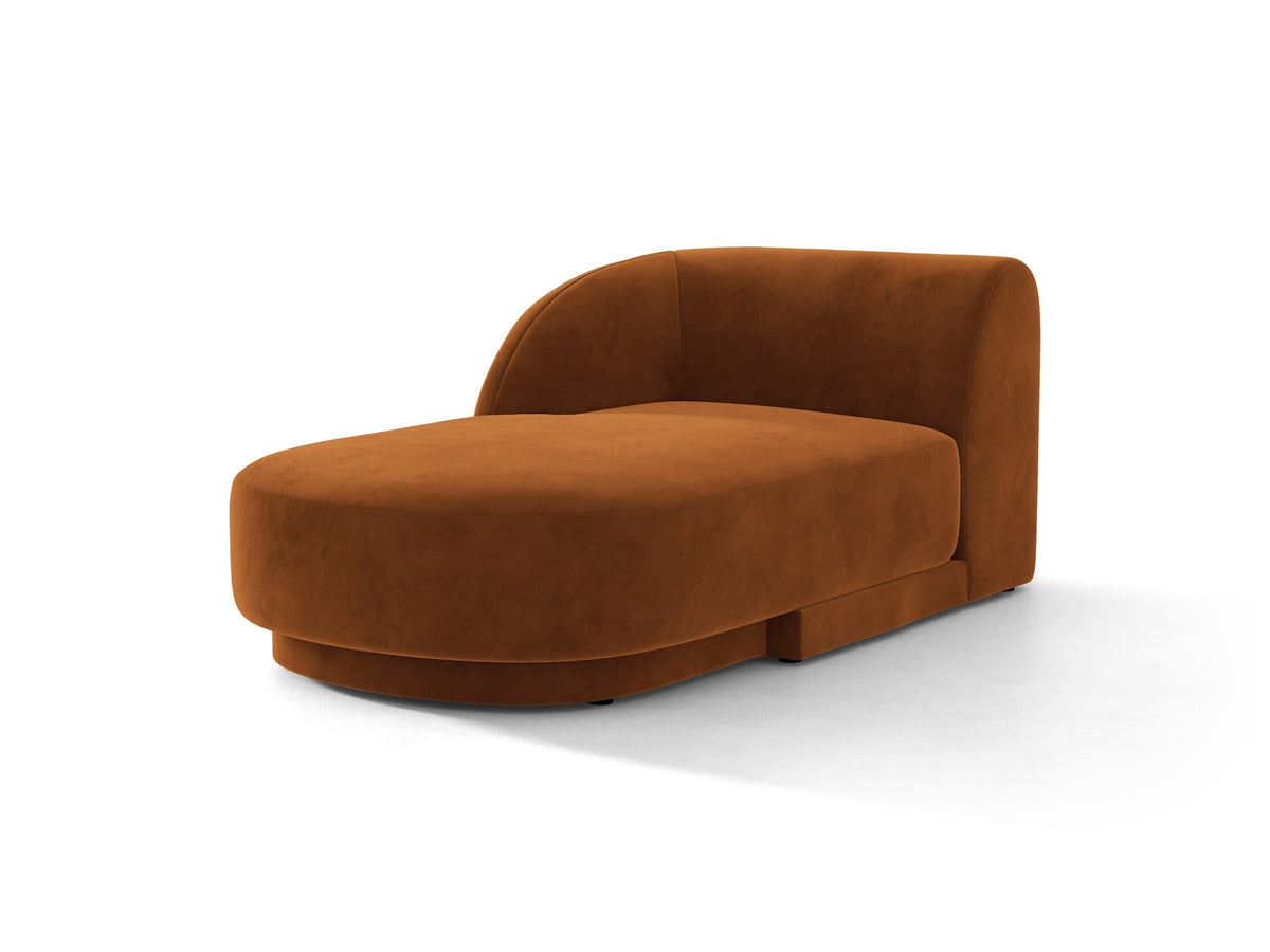 Chaiselongue Miley von Micadoni in Dunkelbeige mit Bluvel-Stoffbezug, schwarzen Kunststoffbeinen und niedriger Rückenlehne, modulares Sofa-Element.