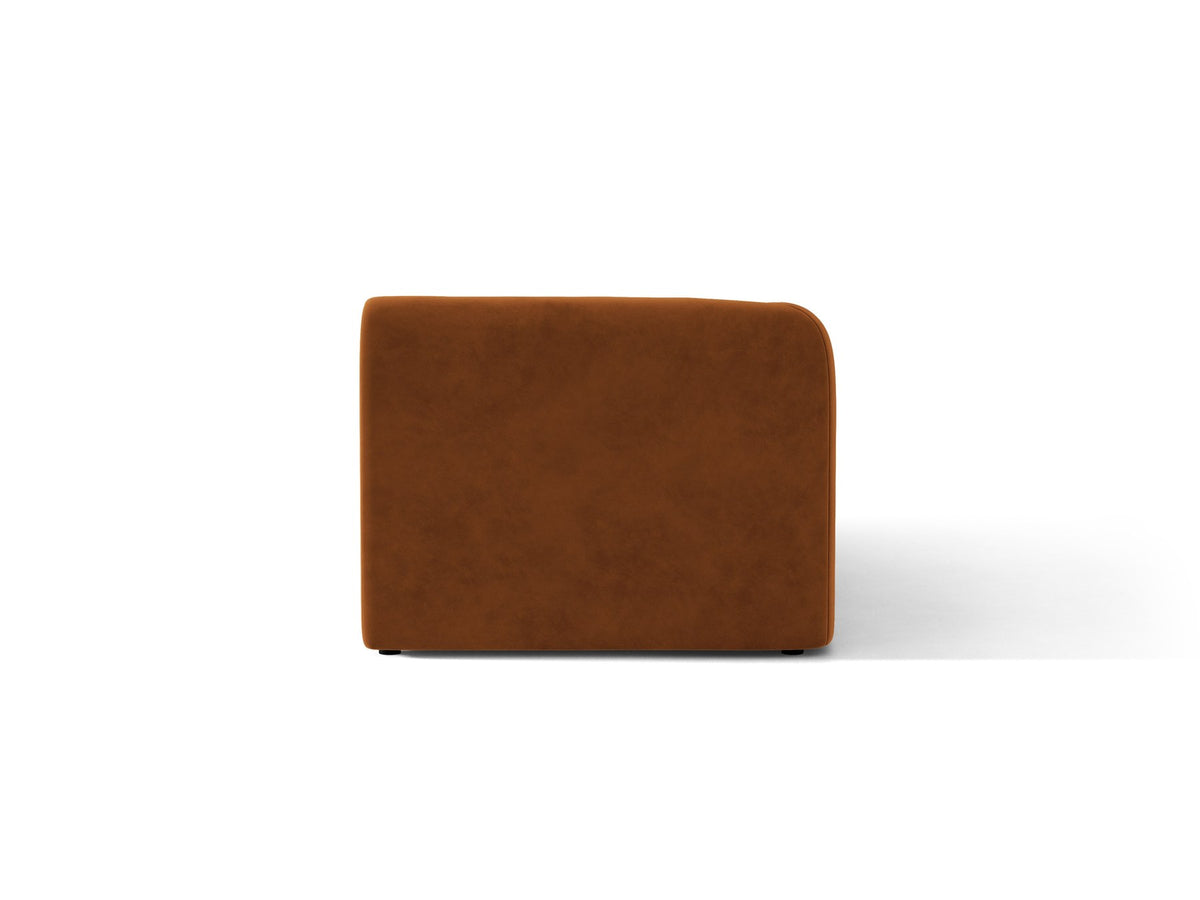 Chaiselongue Miley von Micadoni in Dunkelbeige mit Bluvel-Stoffbezug, schwarzen Kunststoffbeinen und niedriger Rückenlehne, modulares Sofa-Element.