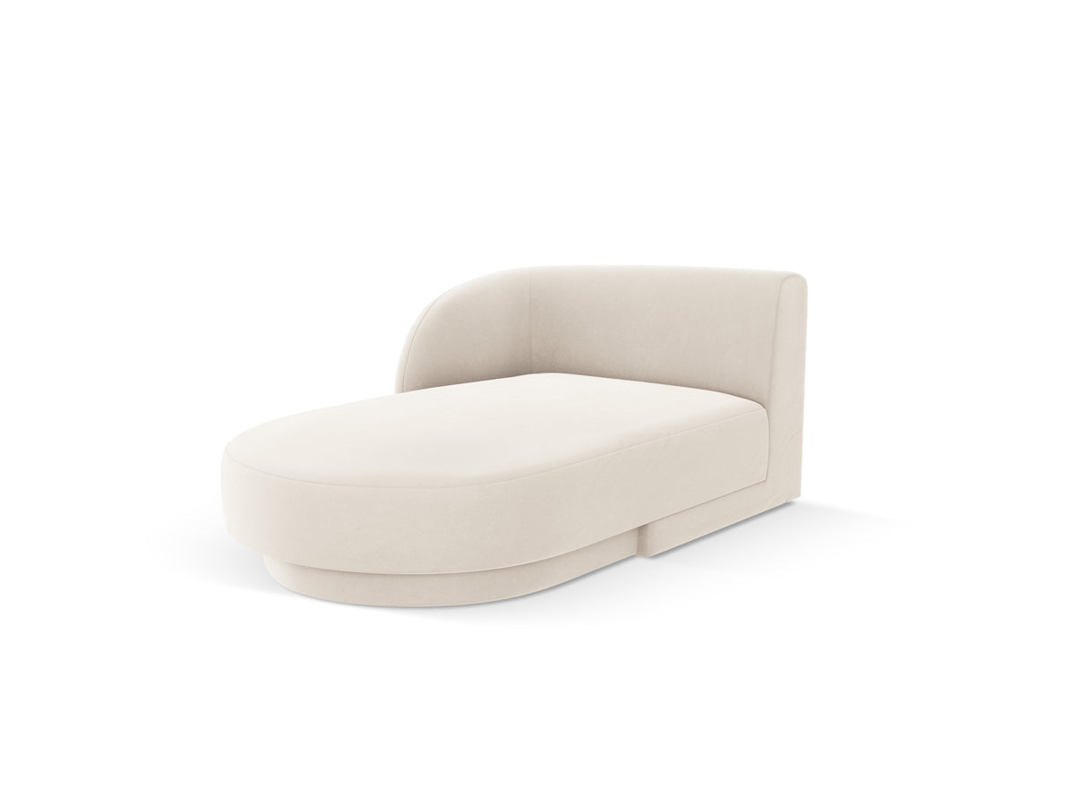 Miley Velour Sofa Chaise Lounge links 2 Sitzer in Light Beige-Bluvel präsentiert im Onlineshop von KAQTU Design AG. L-Sofa links ist von Micadoni