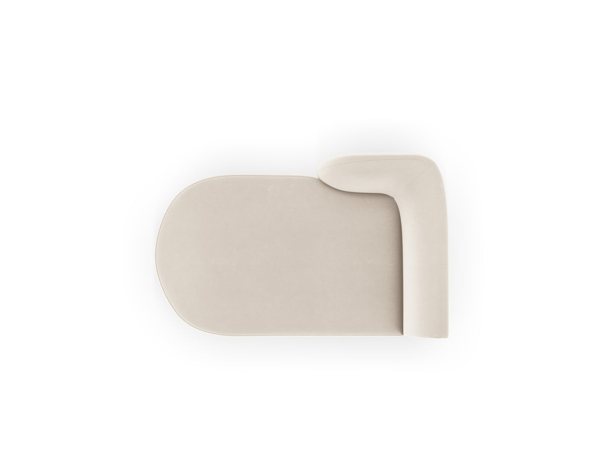 Miley Velour Sofa Chaise Lounge links 2 Sitzer in Light Beige-Bluvel präsentiert im Onlineshop von KAQTU Design AG. L-Sofa links ist von Micadoni