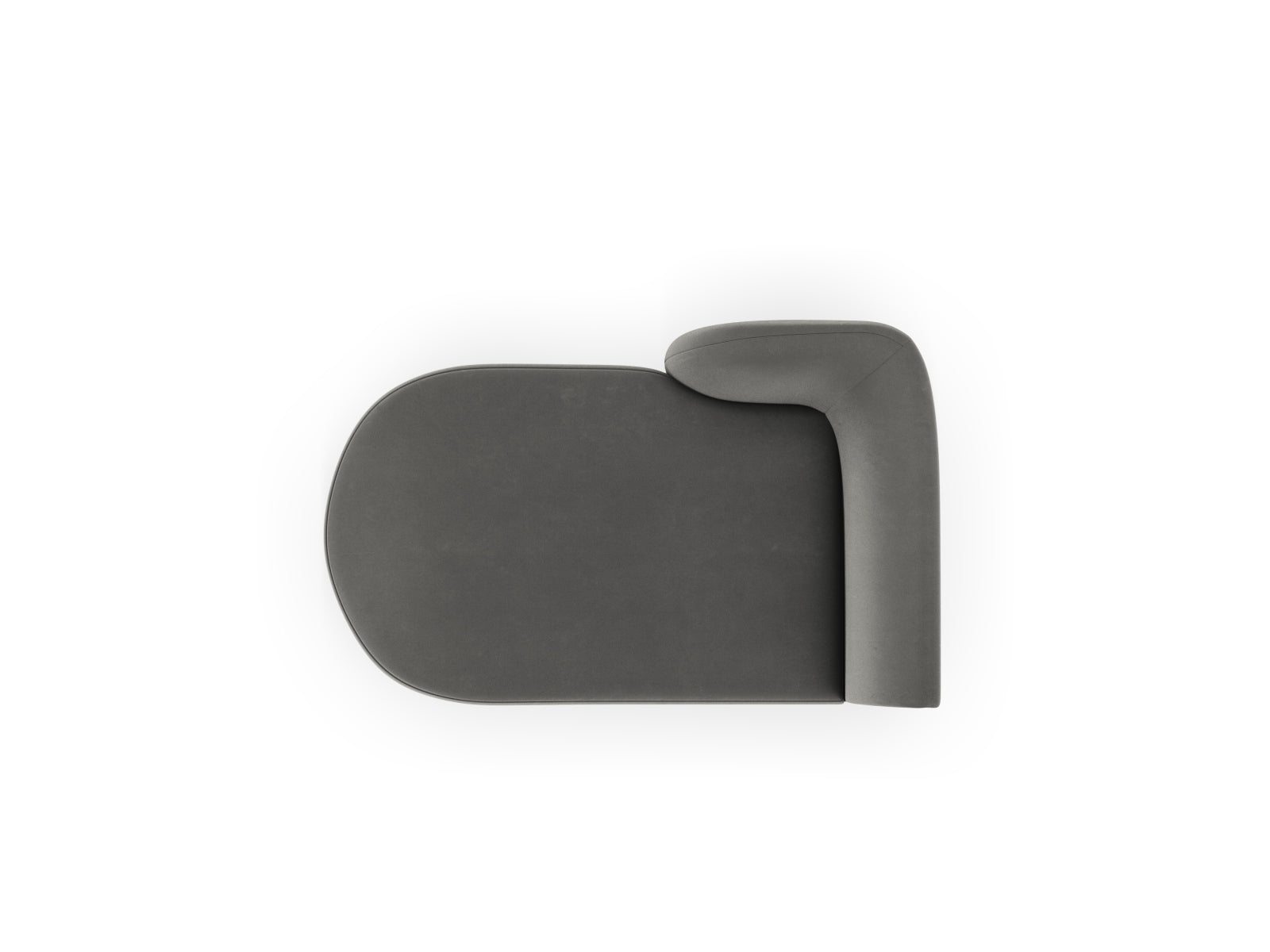 Stilvolles Miley Velour Sofa Chaise Lounge links, 2-Sitzer in edlem Grau-Blau, perfekt für moderne und gemütliche Wohnambiente.