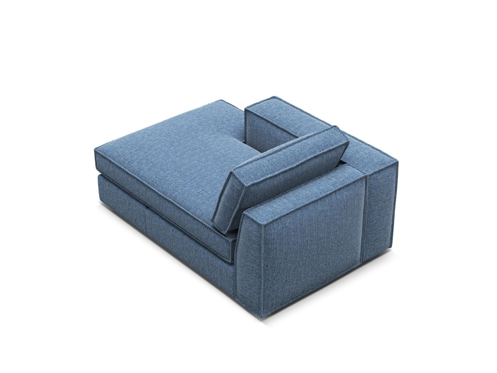 Elegante linke Chaise Longue Pola in intensivem Blau, ideal für stilvolle Wohnräume und entspannende Rückzugsorte.
