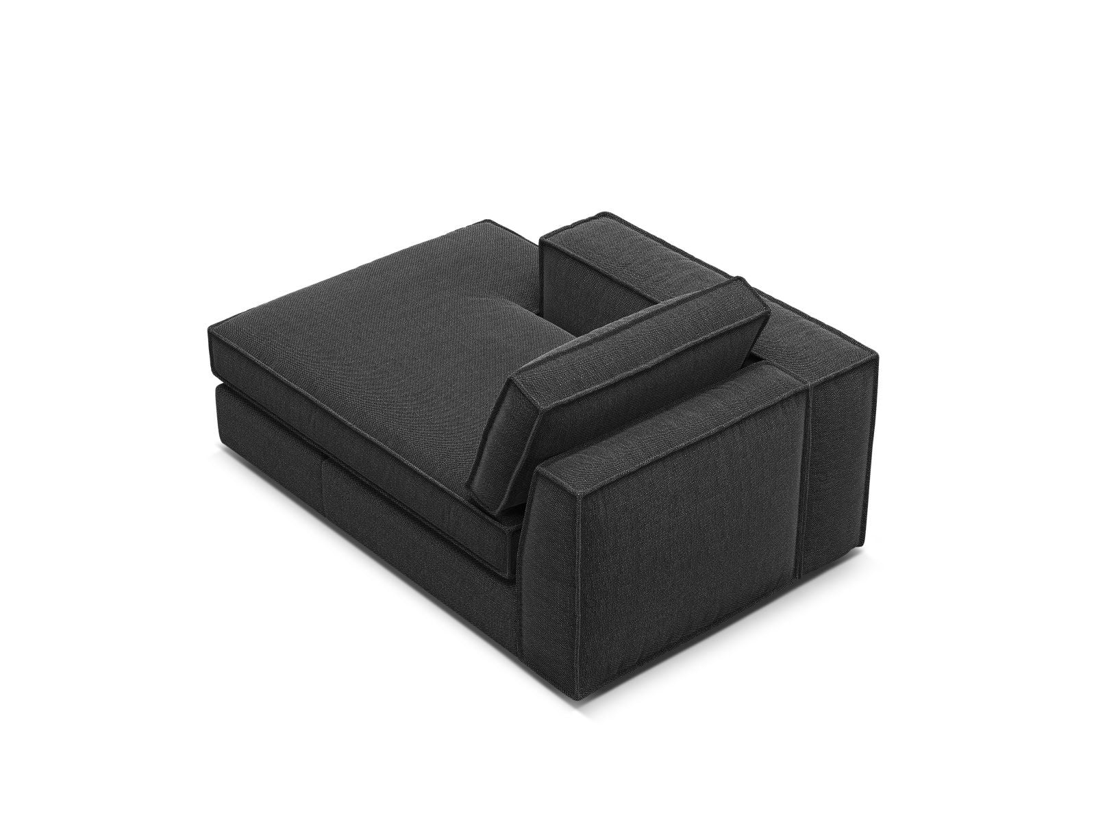 Elegante linke Chaise Longue Pola in Schwarz, ideal für stilvolle Wohnräume und vielseitige Sofa-Arrangements von Micadoni.